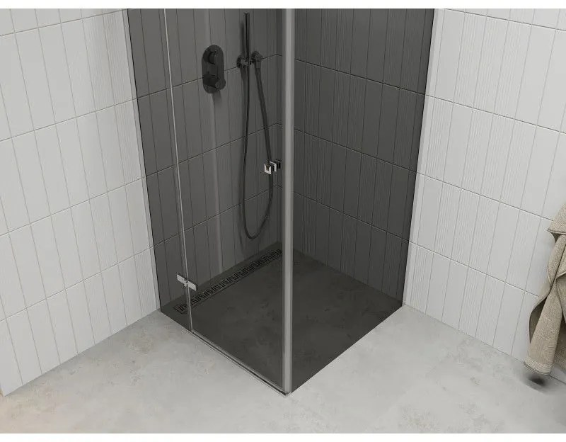 Mexen Roma, sprchovací kút 70 (dvere) x 70 (stena) cm, 6mm šedé sklo, chrómový profil, 854-070-070-01-40