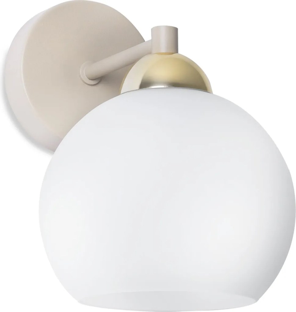 Nástenné svietidlo Eliza 1, 1x biele sklenené tienidlo, g/be