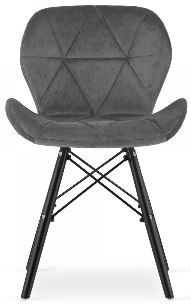 SUPPLIES LAGO Jedálenská velúrová stolička - grafitová farba / čierne nohy