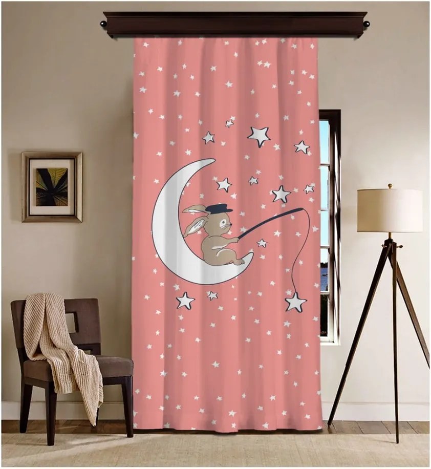 Ružový záves Curtain Moon, 140 × 260 cm