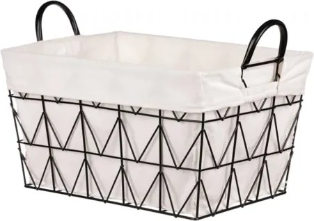 Úložný košík 45x26 cm, kov/látka%