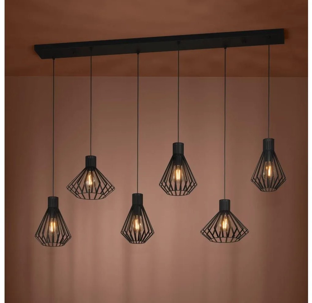 Eglo 390126 - Luster na lanku BASIDANO 6xE27/40W/230V čierna
