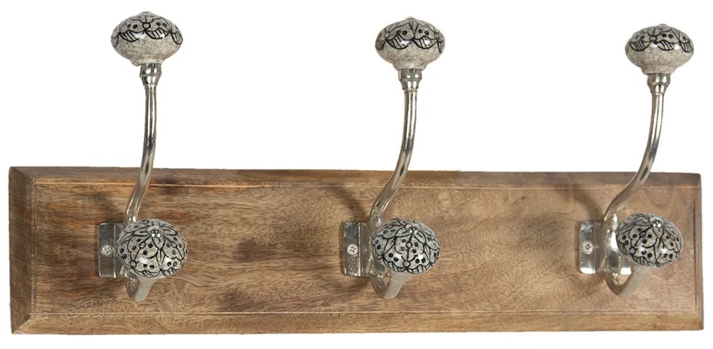 Drevený vešiak s keramickými knopkami - 44 * 10 * 17 cm