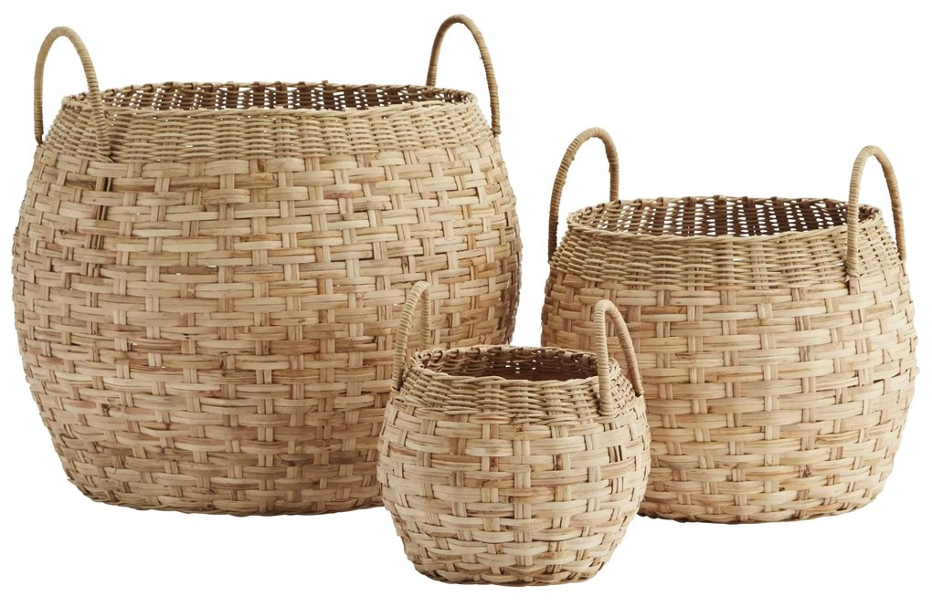 MADAM STOLTZ Úložný bambusový kôš s ušami Natural S
