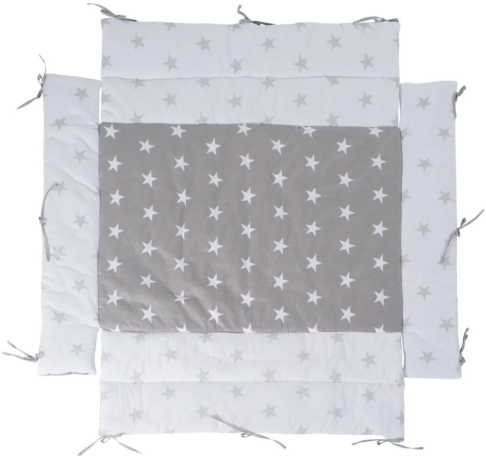 Biely/sivý mantinel do postieľky s prímesou bavlny 96 cm Little Stars – Roba
