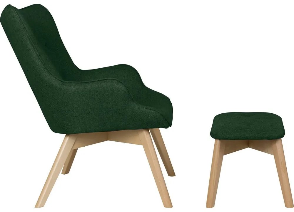 Tmavozelené kreslo s podnožkou Niko – Ropez