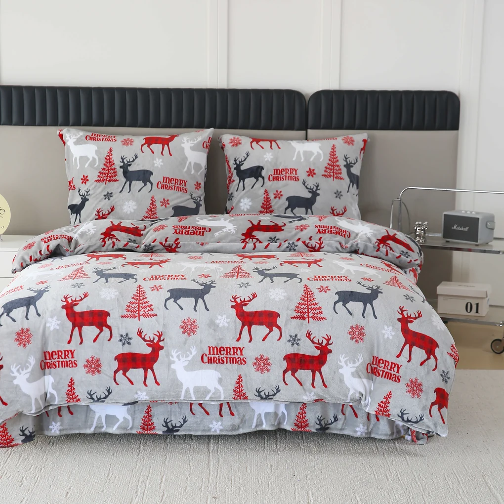 Obliečky mikroplyš MERRY CHRISTMAS DEER sivé Rozmer obliečky: 70 x 90 cm | 140 x 200 cm