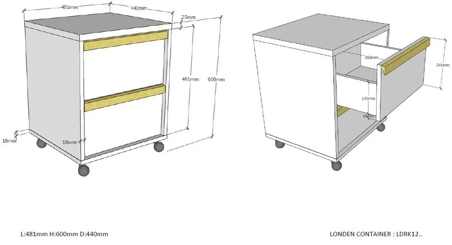 Tmavosivá detská skrinka 48x60 cm London – Vipack
