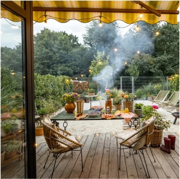 LED Vonkajšia dekoračná reťaz BAJA ST64 20xE27/1W/230V 20,9m IP44 teplá biela