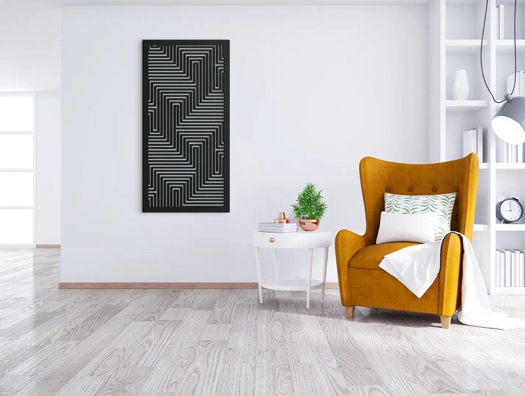 drevko Abstraktný obraz na stenu Moderna Rozmer obrazu: 44,5 x 22 cm, Farba dekorácie: Čierna