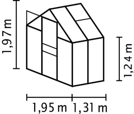 Skleník Vitavia Venus 2500 polykarbonát 4 mm 195x131 cm čierny