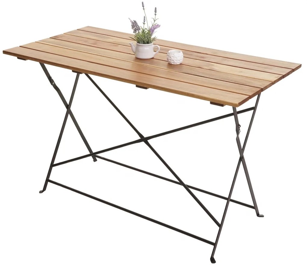 Záhradný stôl HWC-J40,skladací, akáciové drevo, 120x60cm - prírodná