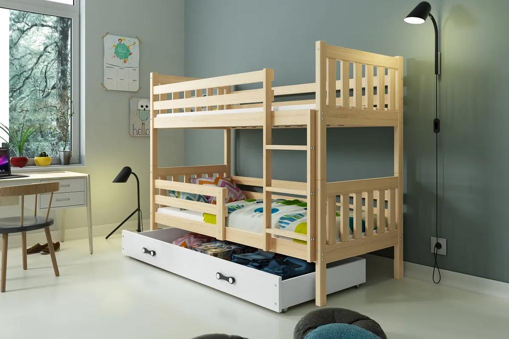 Detská poschodová posteľ so zásuvkou CARINO 2 Farba: Borovica