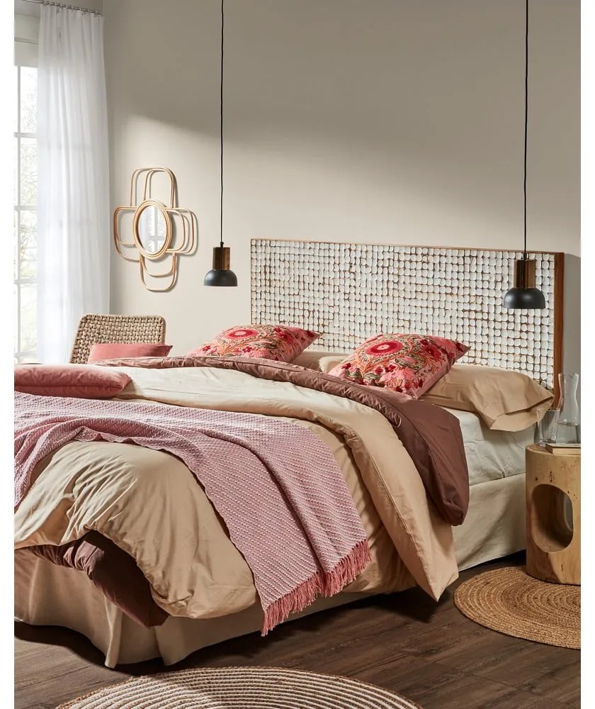 Čelo postele z mangového dreva v bielo-prírodnej farbe 174x60 cm Kron - Kave Home