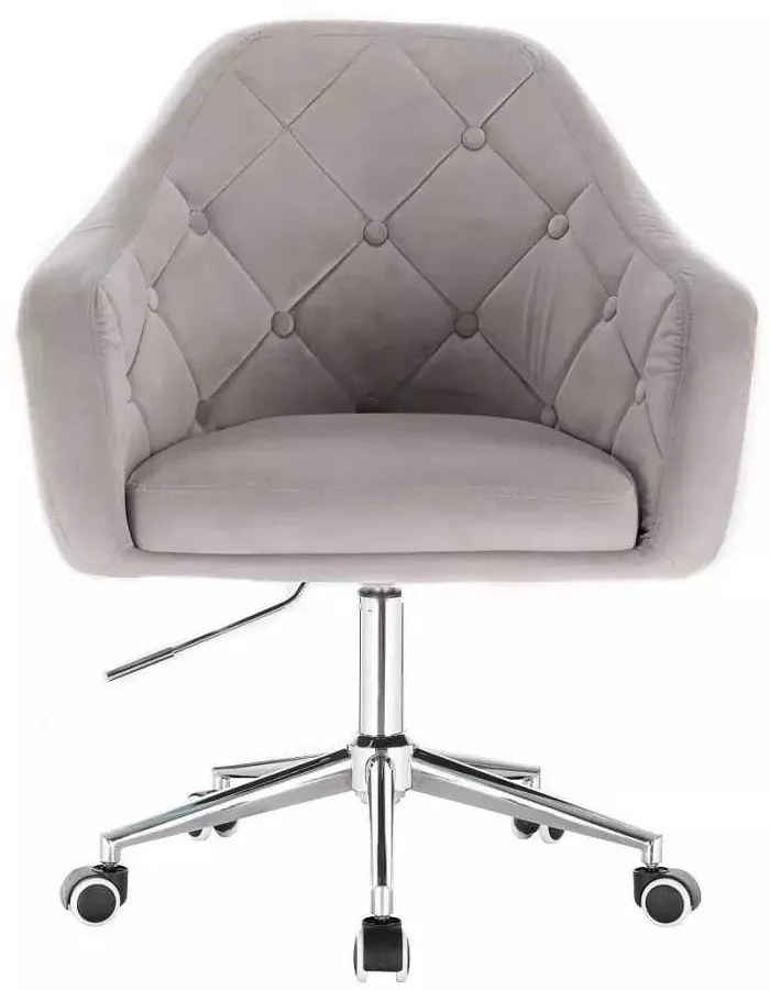 LuxuryForm DESIGN Kreslo ANDORA VELUR na striebornej podstave s kolieskami - svetlosivé