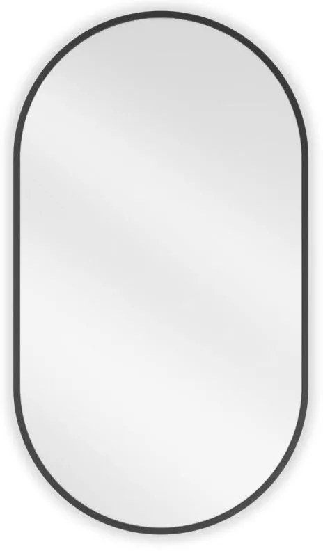 Mexen Loft, oválne kúpeľňové zrkadlo 80 x 45 cm, farba rámu čierna matná, 9851-080-045-000-70