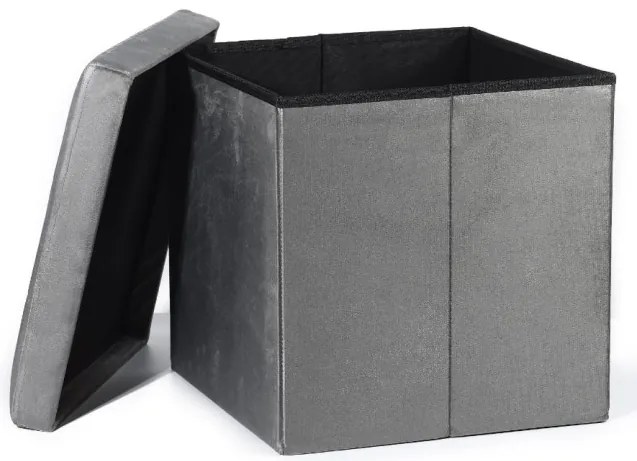 Skladacia taburetka L zamatová, sivá