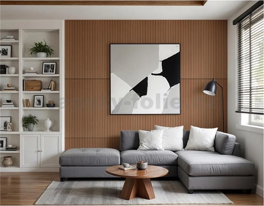 Samolepiace lamely na stenu L03, cena za kus, rozmer 100 cm x 60 cm, tmavo hnedé, IMPOL TRADE