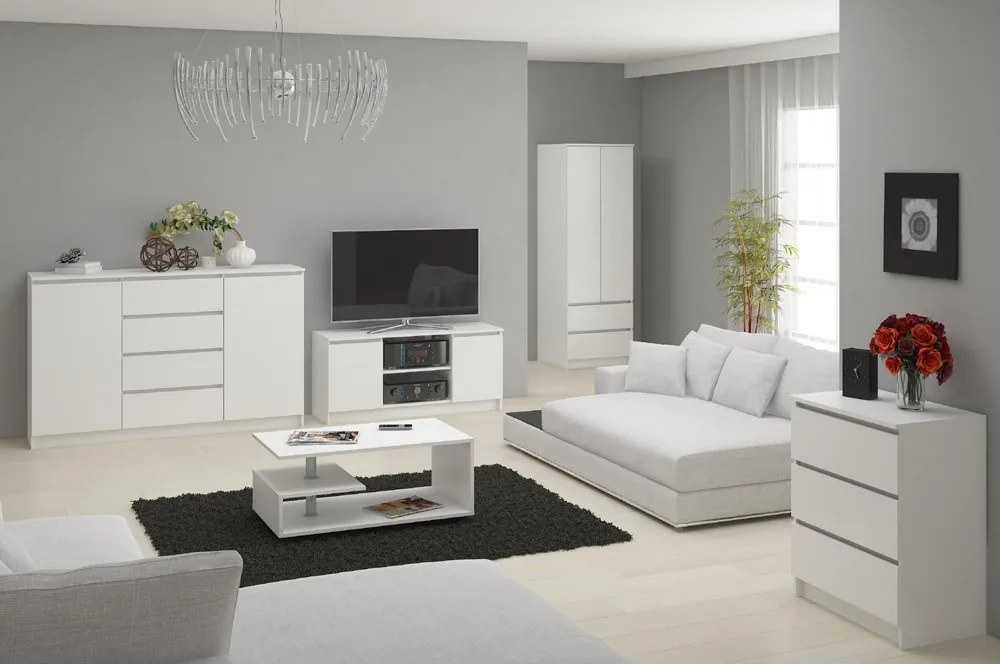 Komoda Kuba 60 cm - 6 zásuviek biela