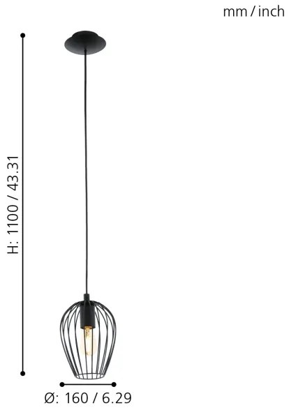 Eglo 49477 - Luster NEWTOWN 1xE27/60W/230V