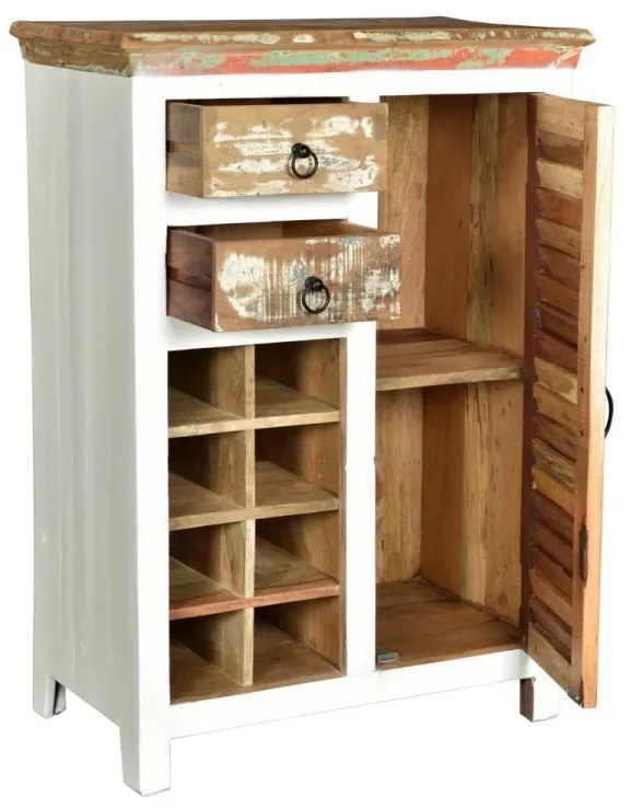 furniture-nabytek.cz - Masivní komoda Perth z recyklovaného dřeva, lakovaná, bílá/barevná – 80×42×110 cm