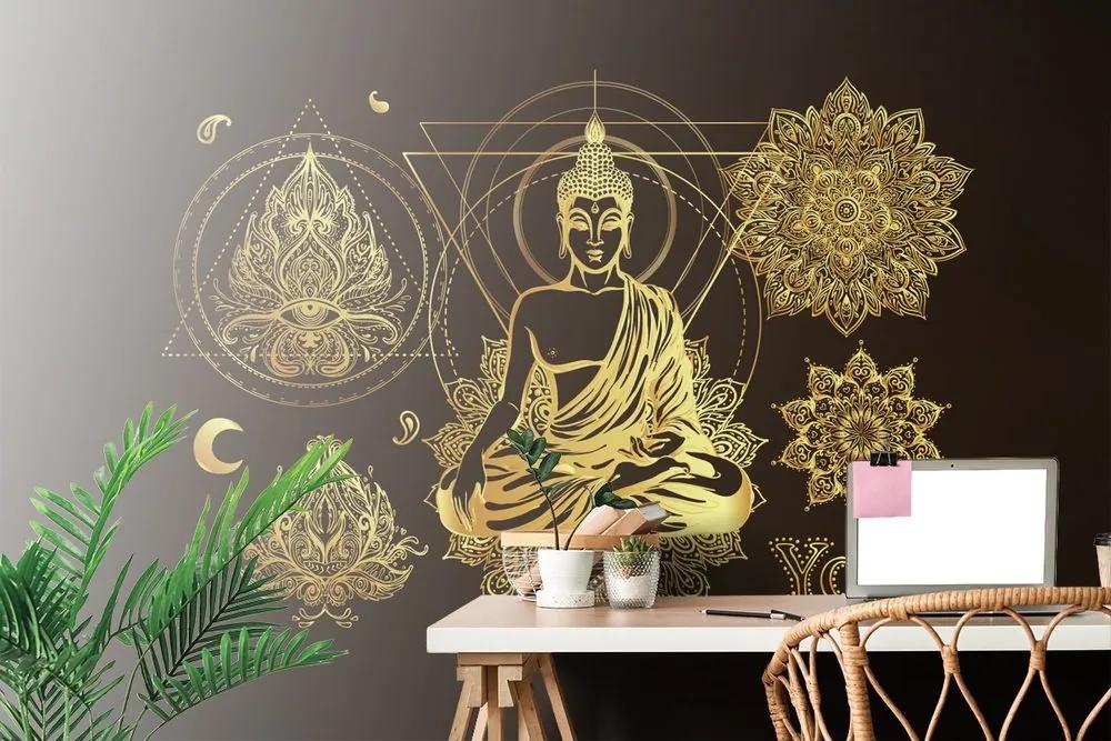 Tapeta zlatý meditujúci Budha - 225x150
