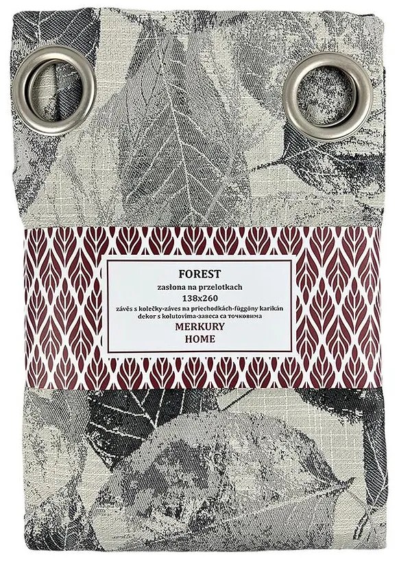 Záves Forest šedá na priechodkách 138x260