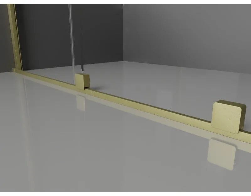 Mexen Velar, sprchový kút s posuvnými dverami 150 x 100 cm, 8mm šedé sklo, zlatá matná, 871-150-100-41-55