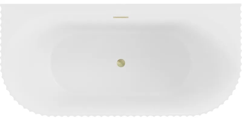 Mexen Sella, voľne stojaca vaňa ku stene, drážkovaná, 150 x 75 cm, biela matná, zlatý matný prepad, 52711507501-55