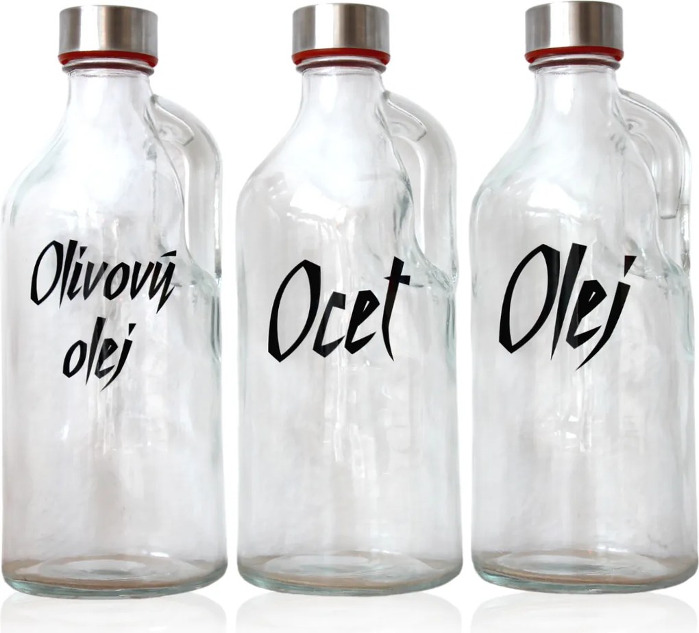 usporadejto.cz 2. akosť - Fľaša na olej, olivový a ocot, s uchom a uzáverom na závit, 1,15l OCOT