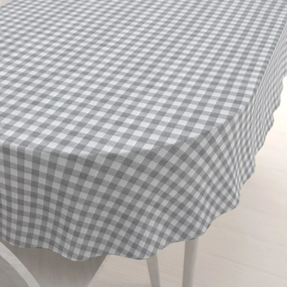 Biante Dekoračný oválny obrus Rebeka RE-019 Sivo-biela kocka stredná 100x140 cm
