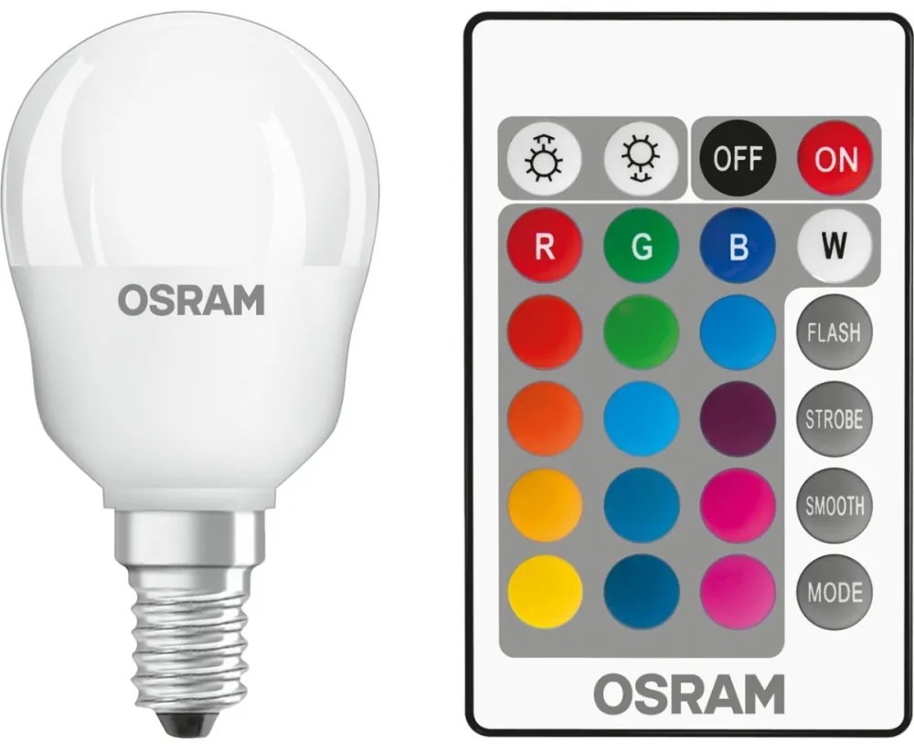 LED žiarovka E14 P45 4,5W = 25W 250lm RGBW 200° OSRAM Star + PILOT