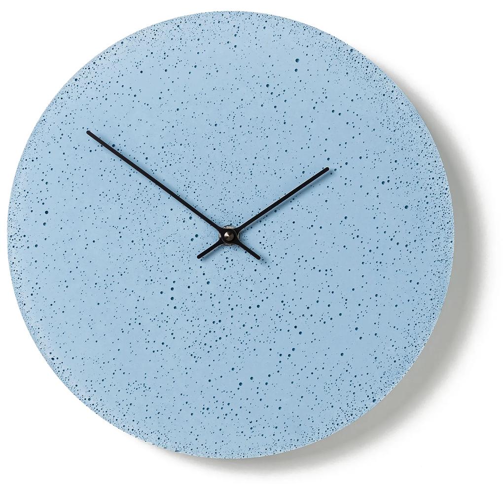 Nástenné betónové hodiny CLOCKIES, 29cm, okrúhle, modré