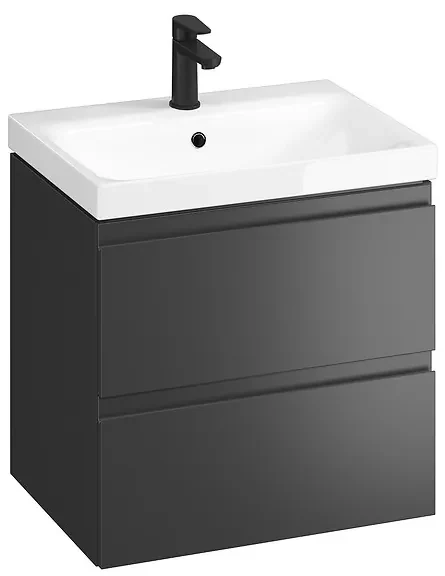Cersanit Moduo SET, závesná skrinka 60x45x62 cm + umývadlo 60cm, antracitová matná, S801-483