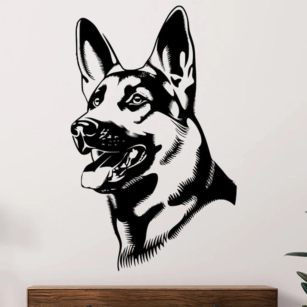 Veselá Stena Samolepka Nemecký ovčiak Farba: růžová, Veľkosť: 80 x 50 cm