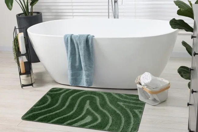 Kúpeľňový koberček SUPREME WAVES vlny, zelený