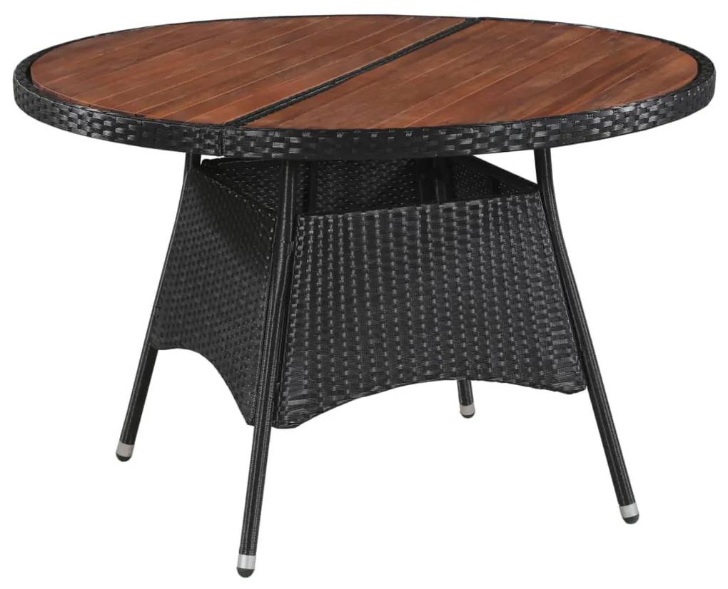 vidaXL Záhradný stôl 115x74 cm, polyratan a akáciový masív