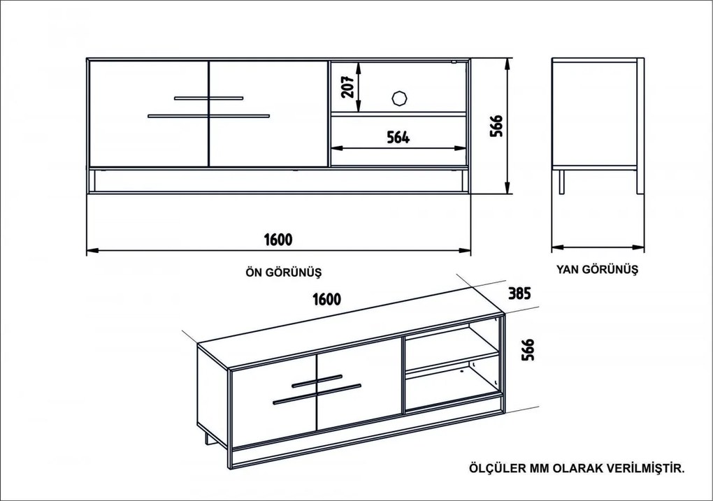 TV stolík Polka 160 cm biely
