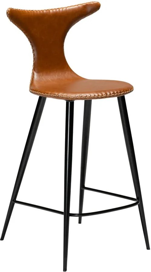 Koňakovohnedá barová stolička z eko kože DAN–FORM Denmark Dolphin, výška 97 cm