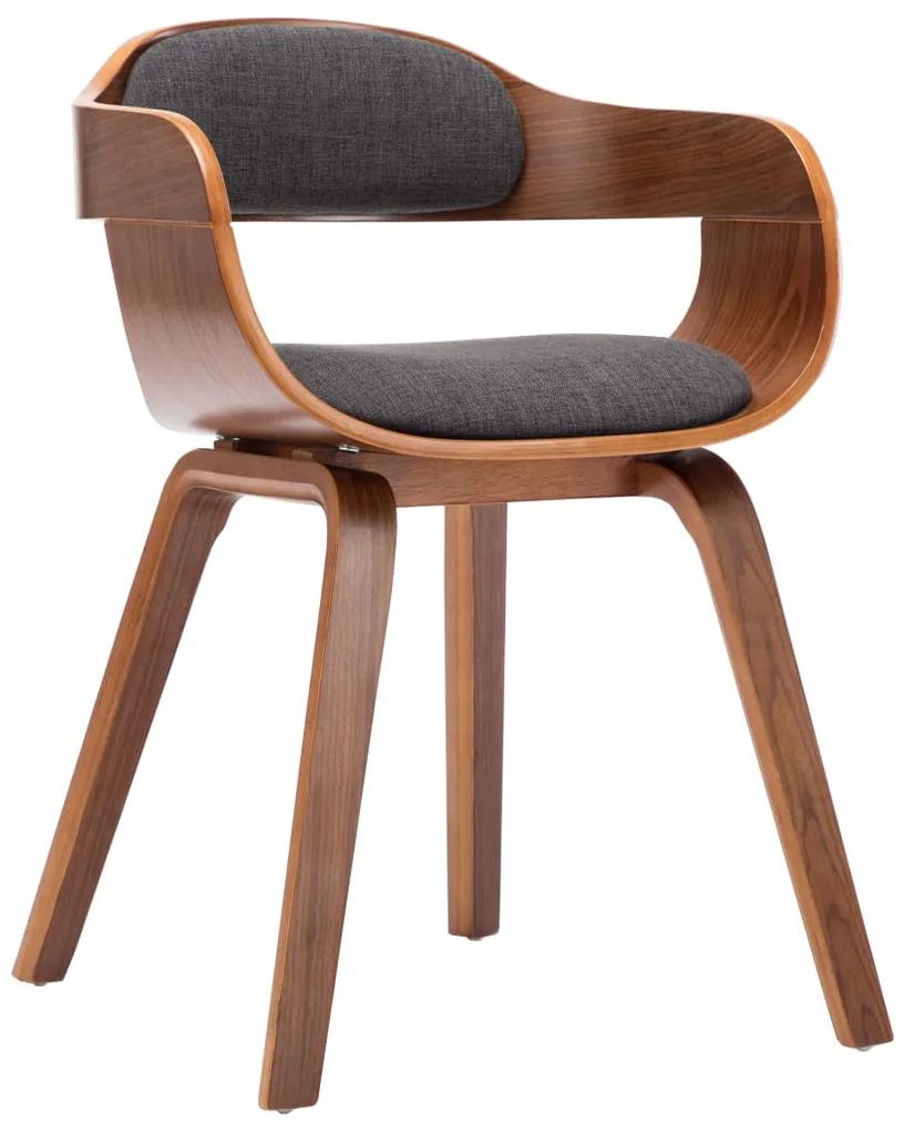 Jedálenská stolička, tmavosivá, látka a ohýbané drevo