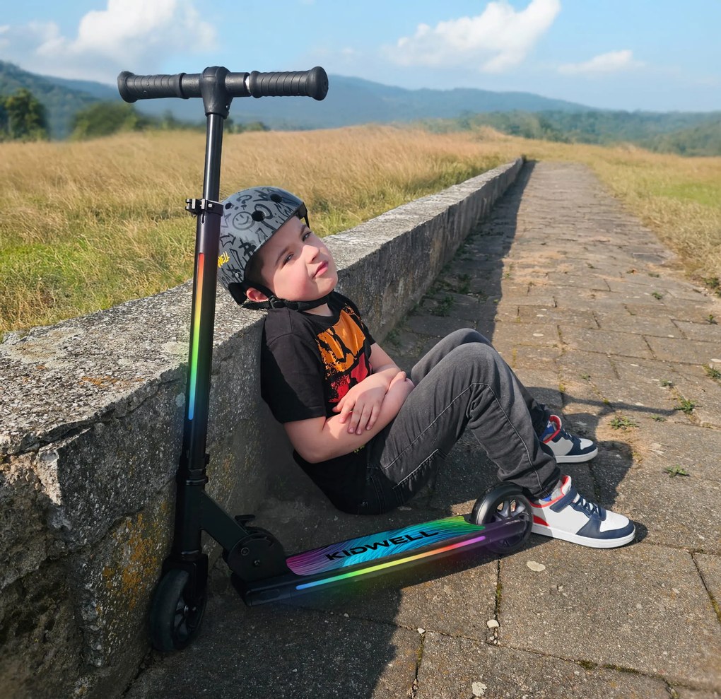 Kidwell Skladacia detská kolobežka MIDO s LED osvetlením, 120 mm kolesá, ABEC-7