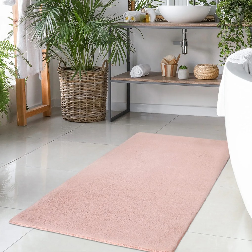 Dekorstudio Kožušinový koberec do kúpeľne TOPIA mats - ružový Rozmer koberca: 50x90cm