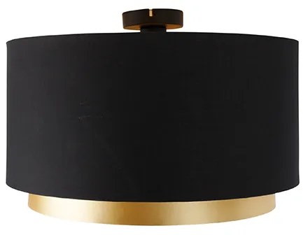 Moderné stropné svietidlo čierne so zlatom 47 cm Duo tienidlo - Combi