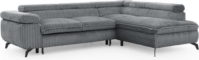 Sivá menčestrová rohová pohovka (pravý roh/do L) Marbeya – Ropez