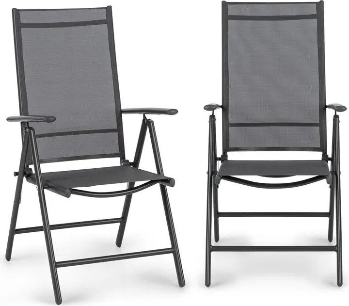 Blumfeldt Almeria, skladacie stoličky, 2 ks, 56,5 x 107 x 68 cm, ComfortMesh, antracitová