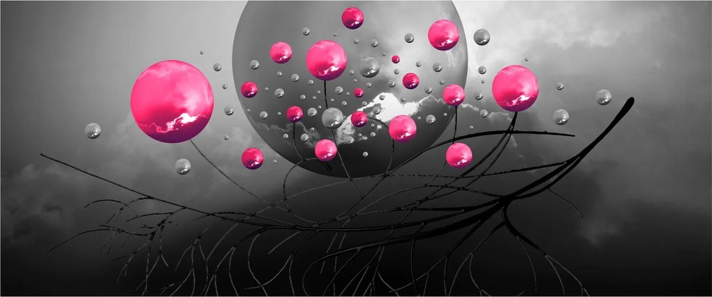 Obraz ružových abstraktných gulí (120x50 cm)