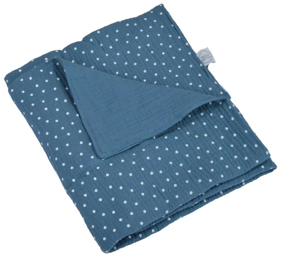 Modrá mušelínová detská deka 75x75 cm – Bébé Douceur