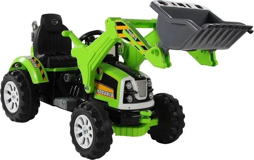 LEAN CARS Elektrický traktor s rýpadlom zelený