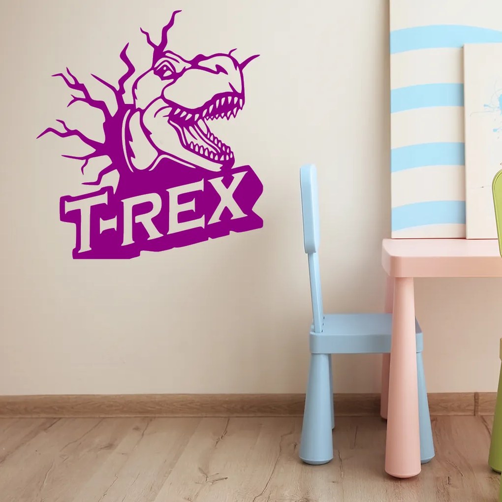 Veselá Stena Samolepka Dinosaurus T-REX Farba: fialová, Veľkosť: 60 x 65 cm