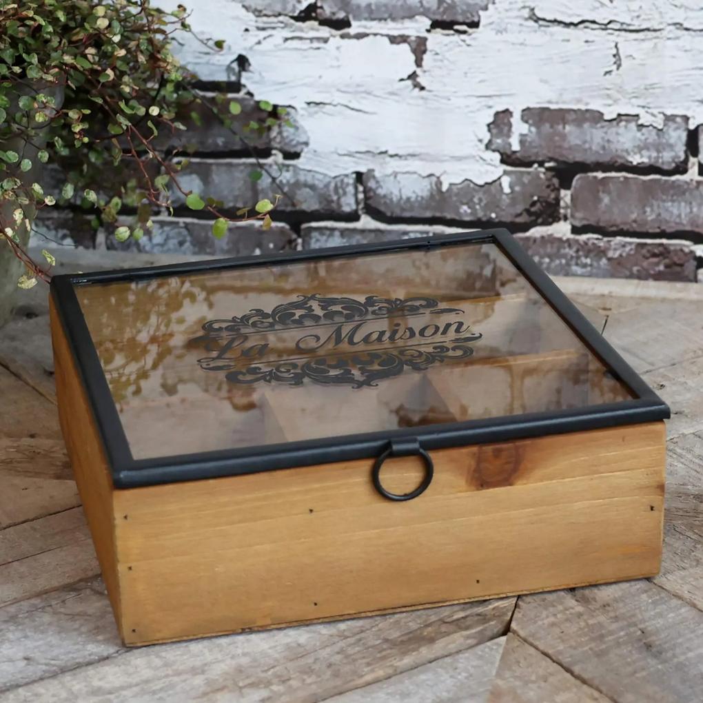Chic Antique Drevený úložný box s priehradkami La Maison